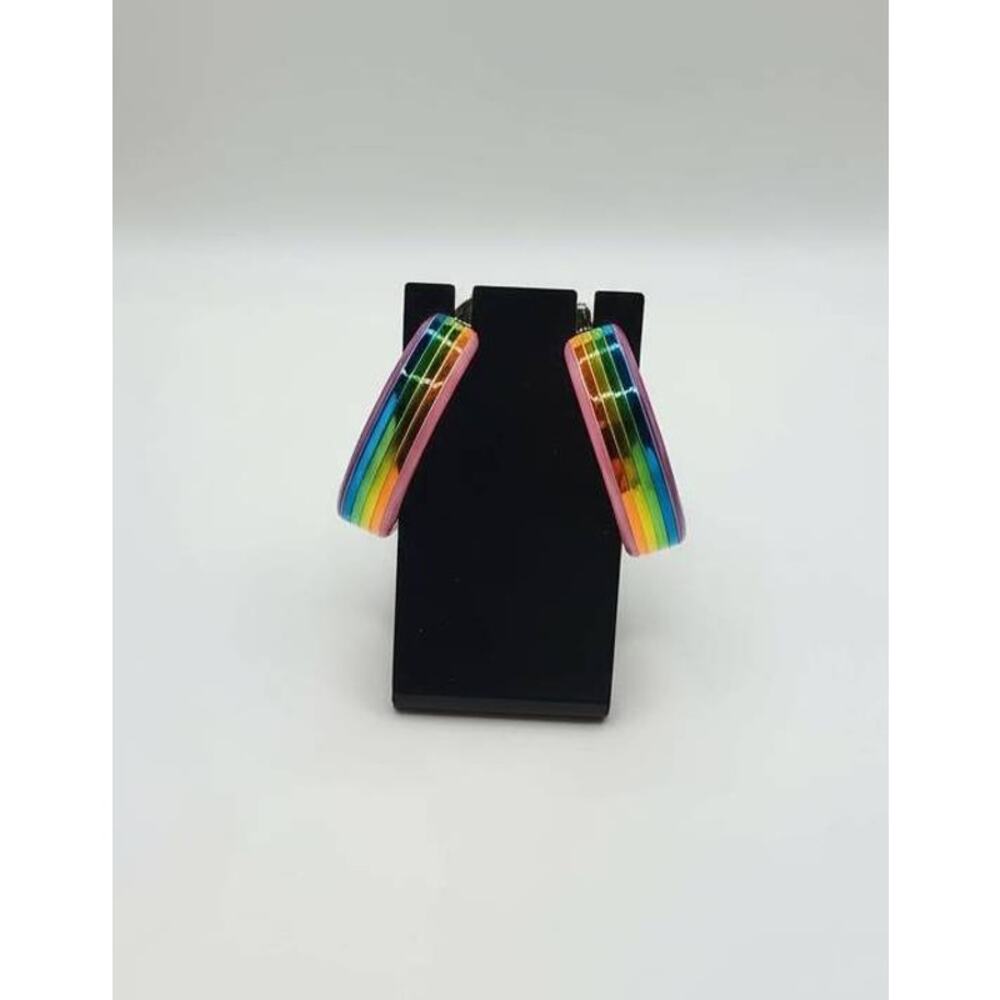 Large Rainbow Hoop Earrings Lightweight Statement Colorful